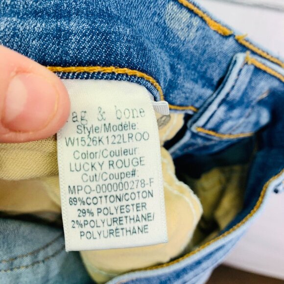 rag & bone Womens Ankle Skinny Frayed Hem Lucky Rouge Stretch Denim Size 25 - Picture 7 of 10